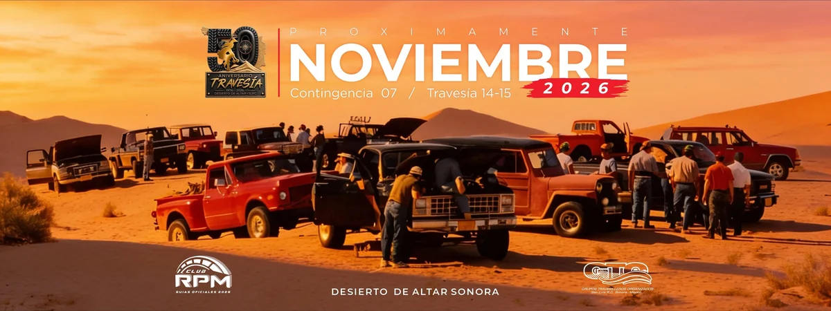 Banner de la Travesía del Desierto de Altar, incluido en la agenda de la app